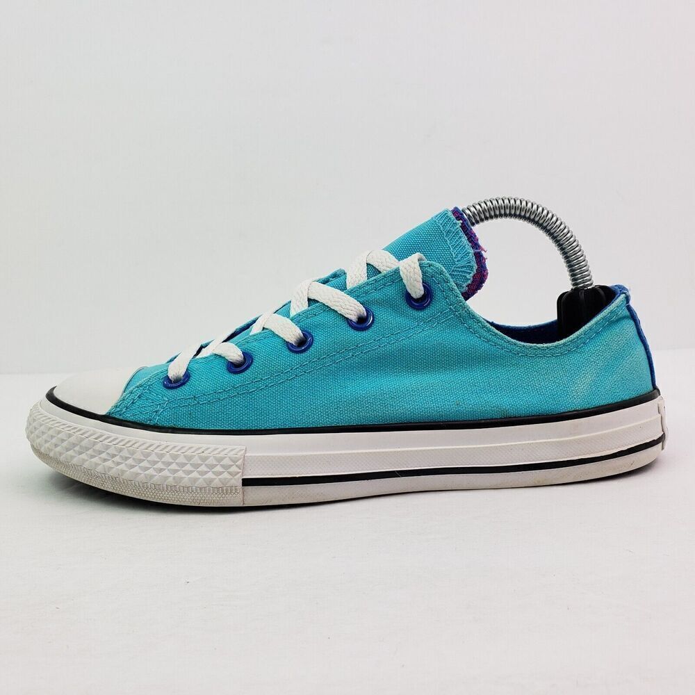 Converse Chuck Taylor Boys Size 3Y Teal Blue White Low Top Sneaker Shoes - Picture 4 of 12